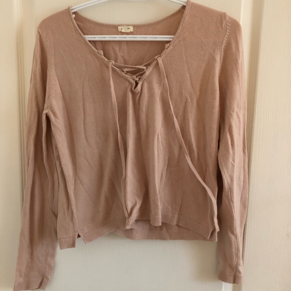 Salmon V-neck crop top